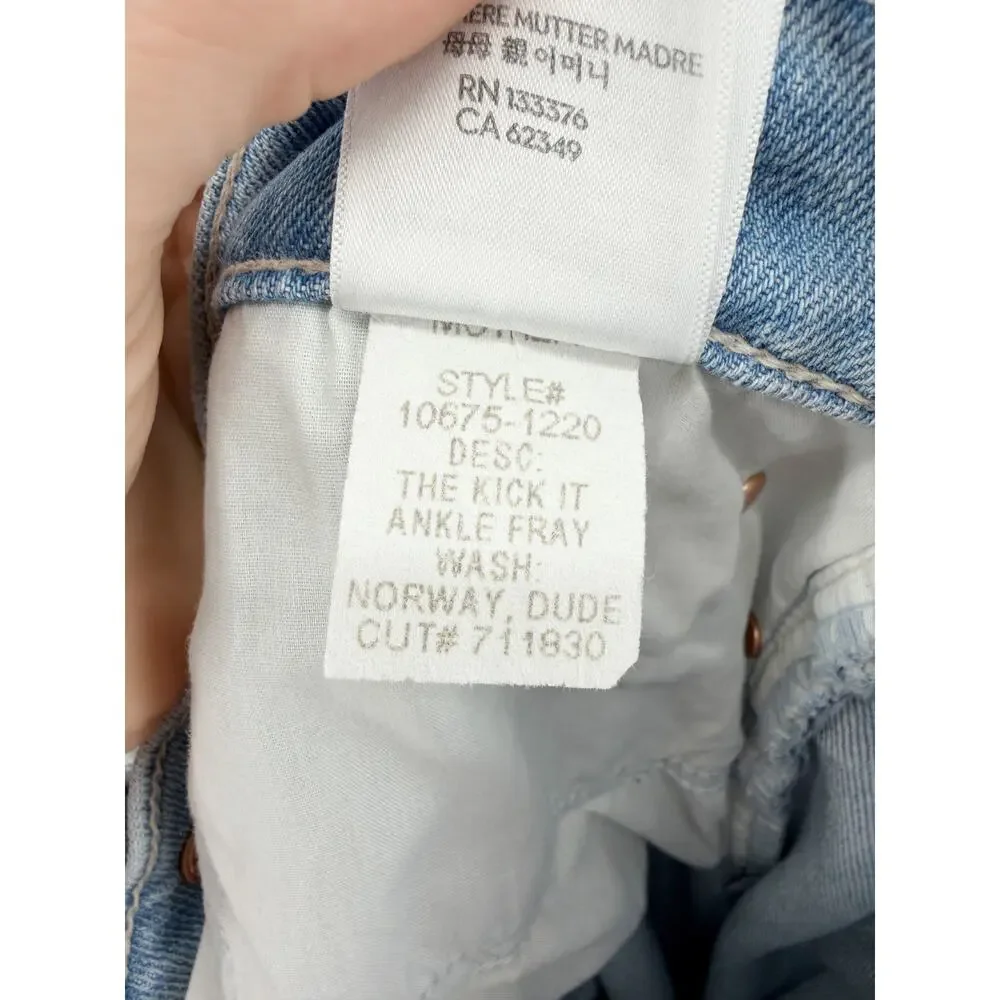 MOTHER Jeans Kick It Ankle Fray Light Blue Wash Straight Leg Ankle Denim NWT 31 - Picture 11 of 13
